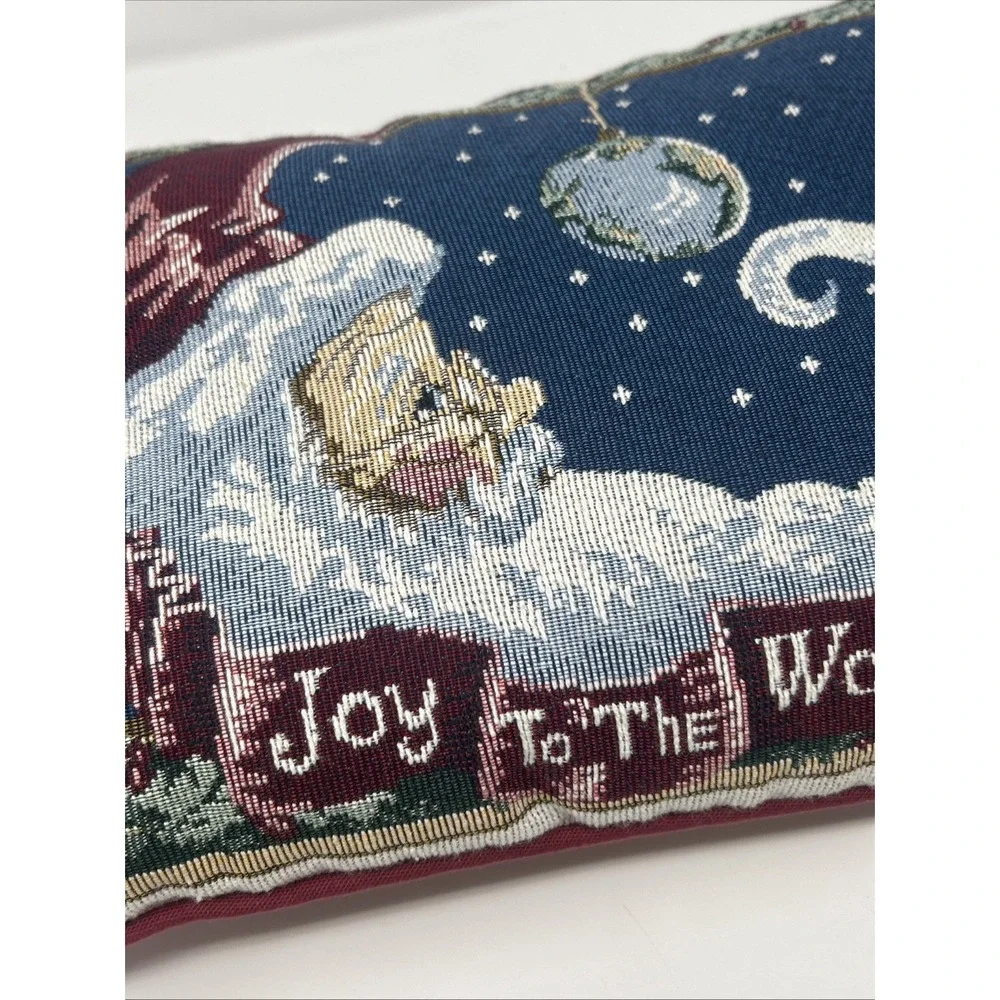 Tapestry Christmas Decorative Throw Pillow Santa Moon Joy To The World 12